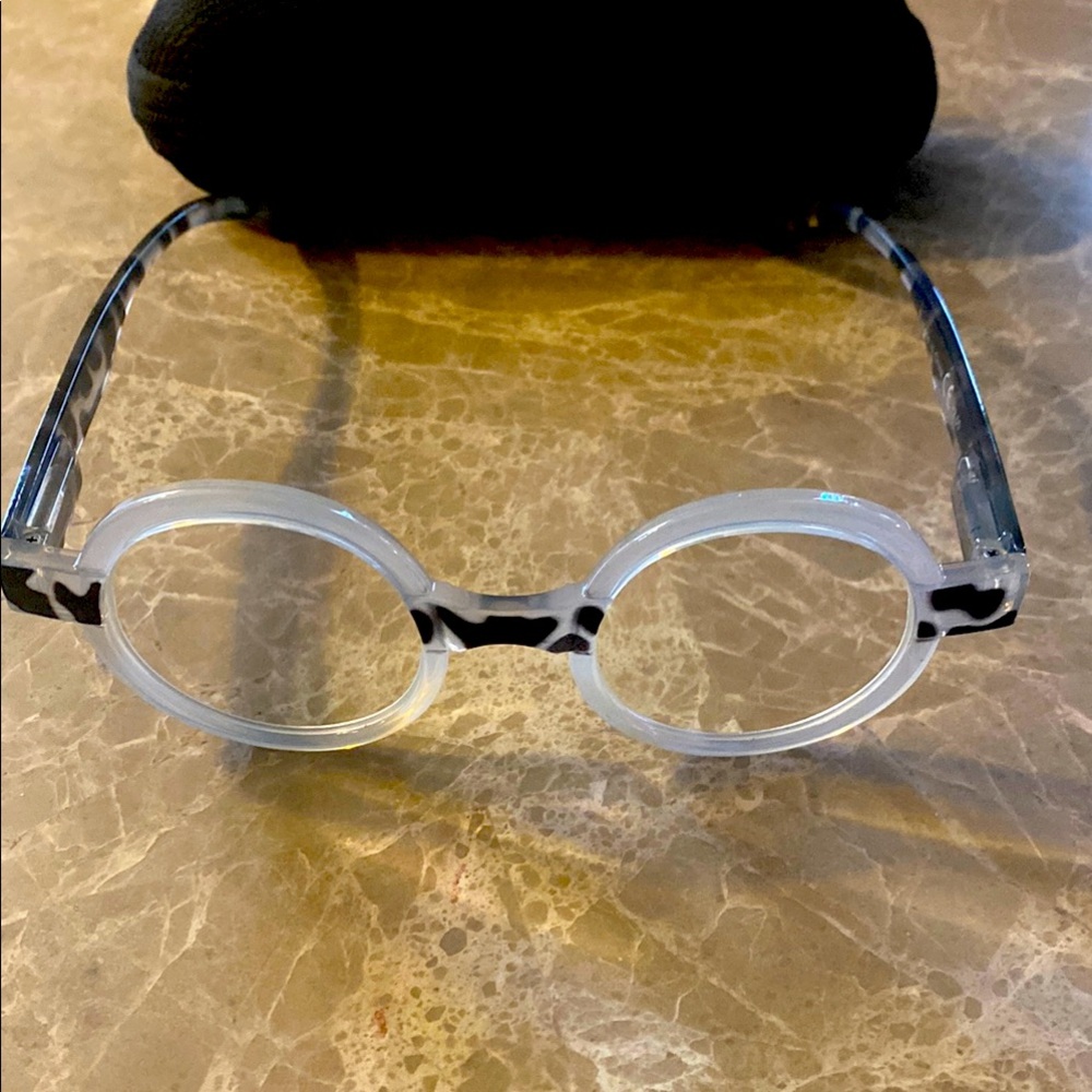 Round Glasses with Black and Clear Frame